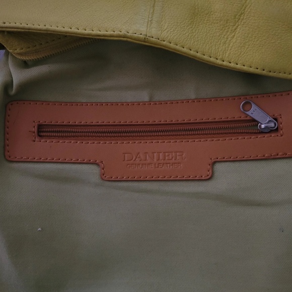 1990's Yellow and Tan Leather Danier Cross Body Purse - Picture 6 of 7